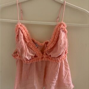 Urban Outfitters Pink Ruffle Trim Tank Top